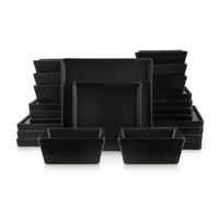 Stone lain Grace Square Stoneware Dinnerware Set, 24 Piece Service for 8, Black