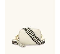 Stone Leather Crossbody Bag With Black and Stone Maze Strap Apatchy London Stone One Size