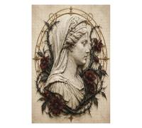 Stone Madonna Rose Frame Jigsaw Puzzle 1000 Pieces in Wood, Mind Game
