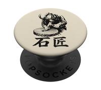Stone Mason Chinese Writing Chisel and Craftsman Graphic PopSockets Adhesive PopGrip