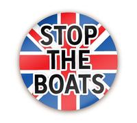 Stone Melon 144 Stop The Boats Stickers Reform UK Great Britain Farage United Kingdom England 30mm Wearable Sticker Badge Alternative EU French Fishing Boats