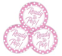 Stone Melon Gender Reveal Baby Shower Stickers 144 Ready to Pop Pink Yellow Blue Polkadot Stickers 30mm Round Boy Girl (Pink)