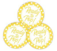 Stone Melon Gender Reveal Baby Shower Stickers 144 Ready to Pop Pink Yellow Blue Polkadot Stickers 30mm Round Boy Girl (Yellow)