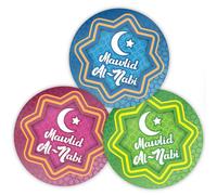 Stone Melon Mawlid Al-Nabi Mubarak Stickers 144 Stickers 30mm Round Eid Islamic Celebration Party Gift Labels