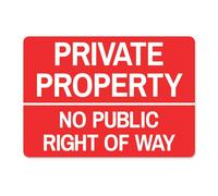 Stone Melon Private Property A5 Metal Sign No Public Right Of Way Red White Road Street Driveway Drive Sign
