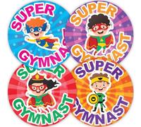 Stone Melon Reward Stickers 144 Gymnastics Super Hero Stickers 30mm Round Awards Nursery School Teachers Parents Children Kids