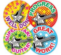 Stone Melon School Reward Stickers 144 Guitar Star Well Done Stickers 30mm Round Awards Parents Children Kids Guitarist Music Lessons Music Teacher Rewards Guitar Hero