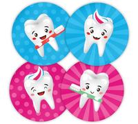 Stone Melon School Reward Stickers 144 Happy Teeth Brushing Stickers 30mm Round Awards Nursery Teachers Parents Children Kids