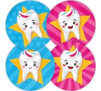 Stone Melon School Reward Stickers 144 Happy Teeth Dentist Bravery Teeth Brushing Stickers 30mm Round Awards Nursery Teachers Parents Children Kids Stars