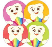 Stone Melon School Reward Stickers 144 Happy Teeth Dentist Bravery Teeth Brushing Stickers 30mm Round Awards Nursery Teachers Parents Children Kids Rainbow