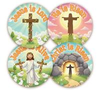 Stone Melon School Reward Stickers 144 He is Risen Easter Stickers 30mm Round Awards Nursery Teachers Parents Children Kids Christian Church Smile Jesus Loves You