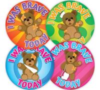 Stone Melon School Reward Stickers 144 I was Brave Bear Bravery Stickers 30mm Round Awards Nursery Teachers Parents Children Kids