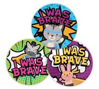 Stone Melon School Reward Stickers 144 I was Brave Superhero Animals Bravery Stickers 30mm Round Awards Nursery Teachers Parents Children Kids