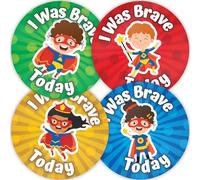 Stone Melon School Reward Stickers 144 I was Brave Today Super Kids Bravery Stickers 30mm Round Awards Nursery Teachers Parents Children Kids