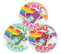 Stone Melon School Reward Stickers 144 I was Brave Today Super Star Vaccine Shot Booster Jab Hero Kids Bravery Stickers 30mm Round Awards Nursery Teachers Parents Children Kid Flu