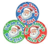 Stone Melon School Reward Stickers 144 I'm On Santa's Nice List Stickers 30mm Round Awards Nursery Teachers Parents Children Kids