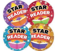 Stone Melon School Reward Stickers 144 Positive Praise Words Reading Superstars Stickers 30mm Round Awards Nursery Teachers Parents Children Kids Well Done Star Reader