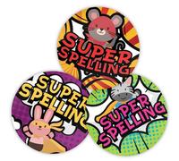 Stone Melon School Reward Stickers 144 Spelling Superhero Stickers 30mm Round Hero Awards Nursery Teachers Parents Children Kids