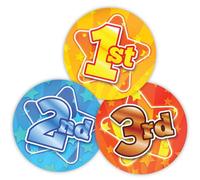 Stone Melon School Reward Stickers 144 Sports Day 1st 2nd 3rd Place Star Stickers 30mm Round Awards Nursery Teachers Parents Children Kids Placement Numbers Sportsday Race Star