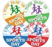 Stone Melon School Reward Stickers 144 Sports Day Stickers 30mm Round Awards Nursery Teachers Parents Children Kids Well Done Star Finish Line Race I Took Part Participation