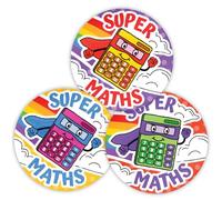 Stone Melon School Reward Stickers 144 Super Hero Maths Calculator Stickers 30mm Round Awards Nursery Teachers Parents Children Kids