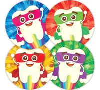 Stone Melon School Reward Stickers 144 Super Teeth Dentist Bravery Teeth Brushing Stickers 30mm Round Awards Nursery Teachers Parents Children Kids