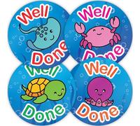 Stone Melon School Reward Stickers 144 Well Done Sea Life Stickers 30mm Round Awards Nursery Teachers Parents Children Kids Fish Turtle Octopus Sting Ray