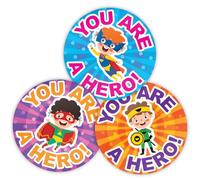 Stone Melon School Reward Stickers 144 You are A Hero Brave Superhero Bravery Stickers 30mm Round Awards Doctors Nurses Nursery Teacher Parents Children Kids