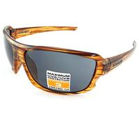 Stone Mens Wrap Sunglasses Semi Transparent Lines Brown with Dark Grey Lens CAT.3 ST176