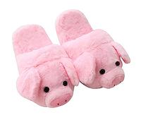 Stone Mice Warm Family Slippers - Soft, Comfortable, Cute & Furry Home Shoes, Pink Pig, 7-10 Women/7-10 Men