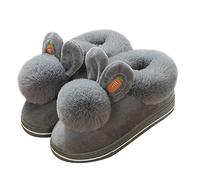 Stone mice Women's Winter Slippers with Fur Rabbit Ears, Cute Rabbit Ears and Plush Slippers, grey, 38/41 EU