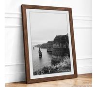 Stone Monuments Coastal Framed Wall Art Print A3 (42×29.7cm) Walnut, Wall Decor for Living Room, Bedroom, Office & Home, Ready to Hang, Art Gift