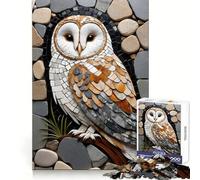 Stone Mosaic Owl Art 1000 Pieces Jigsaws Adults Puzzles Mind Exercise Toy Shared Fun Precision Cut Art Display 38x52cm