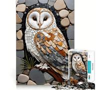 Stone Mosaic Owl Art 1000 Pieces Jigsaws Adults Puzzles Mind Exercise Toy Shared Fun Precision Cut Art Display 50x75cm