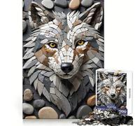 Stone Mosaic Wolf Head Art 1000 Piece Jigsaws for Teenagers Puzzle Think Toy Stress Relief Sharp Cut Santa Wish List 38x26cm