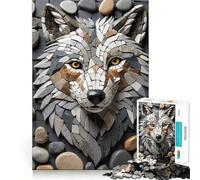 Stone Mosaic Wolf Head Art Jigsaw Puzzle 1000 Piece for Teenagers Clear Logic Toy Easy Leisure Perfect Cut Birthday Gift 50x75cm