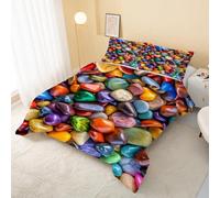 Stone Multicolor Coverless Duvet Single 7.5 Tog, Nature Soft Quilt for Kids Boys Girls, Lightweight Comforter Set for All Seasons, Easy Care Bedding Single Bed Size W&222