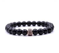 Stone,Natural Stone, 8Mm Bright Black Beads Rose Micro-Inlaid Zircon Beaded, Personalized Clothing Accessories Beaded