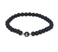 Stone,Natural Stone Beaded, 6Mm Black Matte 26 English Letters E Letter Beaded, Personalized Clothing Accessories