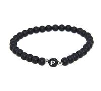 Stone,Natural Stone Beaded, 6Mm Black Matte 26 English Letters P Letter Beaded, Personalized Clothing Accessories
