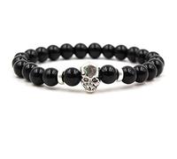 Stone,Natural Stone Beaded, 8Mm Bright Black Matte Stone Ancient Skull Elastic, Personalized Clothing Accessories Jewelry