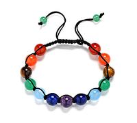 Stone,Natural Stone Beaded, 8Mm Seven-Color Rainbow Aura Stone Seven Chakra Bracelets Prayer Balance Bead, Personalized Clothing Accessories Jewelry