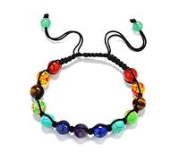 Stone,Natural Stone Beaded, 8Mm Turquoise Seven-Color Rainbow Aura Stone Seven Chakra Bracelets Prayer Balance Bead, Personalized Clothing Accessories Jewe