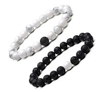 Stone,Natural Stone Beaded, 8Mm White Pine Volcanic Stone Couple Bracelets Distance Friendship, Personalized Clothing Accessories Jewelry