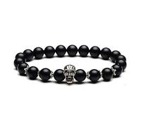 Stone,Natural Stone Beaded, Ancient Skull 8Mm Natural Stone Volcanic Stone Matte Black Agate Bead, Personalized Clothing Accessories Jewelry