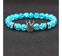 Stone,Natural Stone Beaded, Blue Crystal Blue Burst Flower Crystal Bead Micro-Set Crown Handmade Jewelry, Personalized Clothing Accessories Jewelry