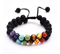 Stone,Natural Stone Beaded, Color Yoga 7Chakra Chakras And Natural Volcanic Stone Double-Layer Woven Bracelets Can Be Adjusted, Personalized Clothing Accessories Jewelry