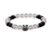 Stone,Natural Stone Beaded Fashion Student Couple Owl Matte Transparent Stone Wild Bead Elastic Personality Clothing Accessories Jewelry