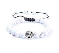 Stone,Natural Stone Beaded Fashion Student Couple White Pine Lion Head Hand-Woven Bracelets Bracelets Men And Women Personality Clothing Accessories Jewelry