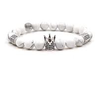 Stone,Natural Stone Beaded, Micro-Inlaid Crown Stretch White Pine Men And Women Bracelets, Personalized Clothing Accessories Jewelry